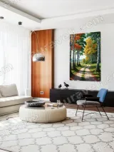 Autumn Birch Forest Path Canvas Wall Art for Living Room Decor – view 5