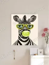 Playful Zebra with Sunglasses & Bubble Gum Canvas Wall Art for Home Decor – view 3
