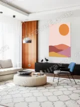 Abstract Sun & Pastel Mountains Canvas Wall Art for Living Room Home Decor – view 5