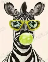 Playful Zebra with Sunglasses & Bubble Gum Canvas Wall Art for Home Decor wall art print
