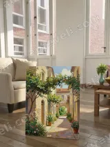 Mediterranean Alley Garden Canvas Wall Art for Living Room Home Decor – view 2