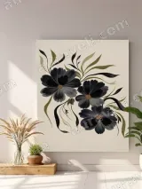 Black Floral Canvas Wall Art for Living Room Bedroom Home Decor – view 3