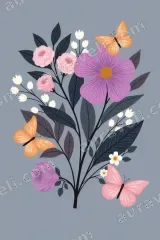 Floral Butterfly Canvas Wall Art for Living Room Bedroom and framed modern home decor