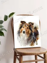 Sheltie Dog Watercolor Canvas Wall Art for Living Room Home Decor – view 4