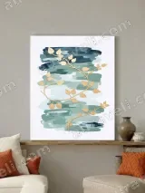 Abstract Watercolor & Gold Vine Canvas Wall Art for Living Room Decor – view 4