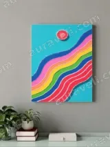 Rainbow Wavy Lines Colorful Canvas Wall Art for Living Room Home Decor