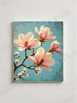 Pink Magnolia Floral Canvas Wall Art for Living Room Bedroom Home Decor – view 2
