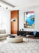 Coastal Balcony Seaview Cherry Blossom Canvas Wall Art for Home Decor – view 5