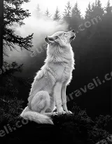 White Wolf Black & White Forest Canvas Wall Art for Home Decor wall art print