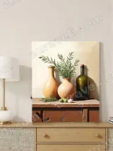 Rustic Still Life Terracotta Vases Canvas Wall Art for Living Room Decor – view 4