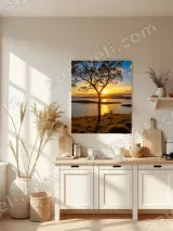 Sunset Tree Over Lake Canvas Wall Art for Home Decor – вид 3