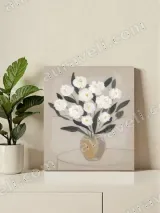 White Floral Vase Canvas Wall Art for Living Room Bedroom Home Decor – view 2