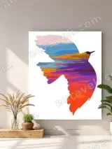 Colorful Bird Silhouette Abstract Canvas Wall Art for Home Decor – view 3
