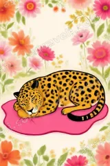 Sleeping Leopard Floral Canvas Wall Art for Bedroom Home Decor wall art print