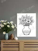 Floral Bouquet in Vase Line Art Canvas Wall Art for Home Decor – view 2