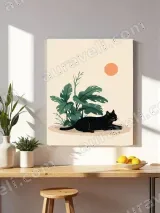Black Cat & Tropical Plants Canvas Wall Art for Living Room Bedroom Home Decor – view 4