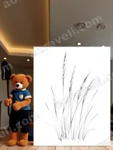 Minimalist Grass Sketch Wall Art for Living Room Bedroom Home Decor