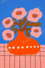 Bold Color Floral Vase Canvas Wall Art for Living framed modern home decor