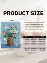 Floral Bouquet with Bees in Checkered Vase Canvas Wall Art for Home Decor – view 7