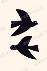 Two Black Birds Minimalist Canvas Wall Art for Living framed modern home decor