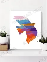 Colorful Sunset Dove Silhouette Canvas Wall Art for Home Decor