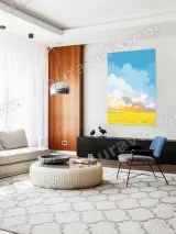 Golden Wheat Field & Colorful Sky Canvas Wall Art for Living Room Decor – view 5