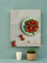 Strawberries in Bowl Canvas Wall Art for Kitchen Home Decor