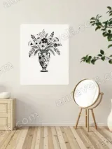 Monochrome Floral Vase Canvas Wall Art for Bedroom & Living Room Decor – view 2