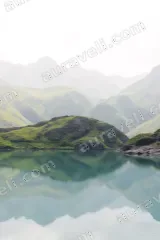 Mountain Lake Reflection Canvas Wall Art Nature Landscape Home framed for modern decor