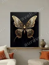 Ornate Golden Butterfly Canvas Wall Art for Living Room Bedroom Home Decor – вид 3