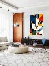 Abstract Geometric Cat Canvas Wall Art for Living Room Decor – view 4
