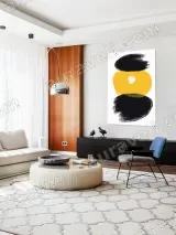Abstract Black Yellow Brush Canvas Wall Art for Living Room Decor – view 5
