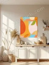 Abstract Pear & Geometric Canvas Wall Art for Living Room Decor – вид 3