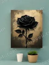 Vintage Black Rose Canvas Wall Art for Living Room Home Decor