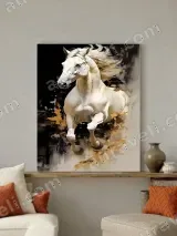 White Horse Running Abstract Canvas Wall Art for Living Room Decor – вид 3