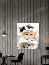 Cute Stacked Kittens Canvas Wall Art for Living Room Home Decor – вид 2