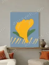 Abstract Yellow Floral Canvas Wall Art for Living Room Decor – view 3