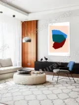Abstract Blue Teal Red Color Block Canvas Wall Art for Home Decor – view 4