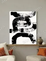 Abstract Black Brushstroke Canvas Wall Art for Living Room Home Decor