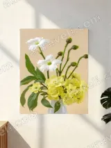 White & Yellow Floral Bouquet Canvas Wall Art for Living Room Home Decor – view 3