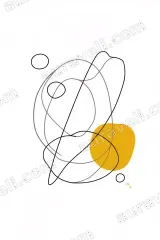 Abstract Line Yellow Shape Wall Art for Living Room and framed modern home decor
