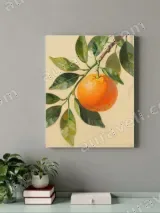 Botanical Orange Branch Canvas Wall Art for Living Room Home Decor