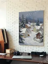Snowy Winter Village Canvas Wall Art for Living Room Bedroom Home Decor – view 4