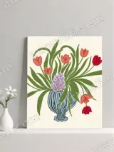 Floral Tulip & Hyacinth Vase Canvas Wall Art for Living Room Home Decor – view 3