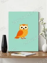 Cute Cartoon Orange Owl Canvas Wall Art for Living Room Home Decor