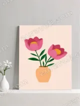 Pink Flowers in Orange Vase Canvas Wall Art for Home Decor – view 2