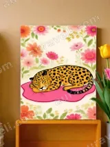 Sleeping Leopard Floral Canvas Wall Art for Bedroom Home Decor – view 2