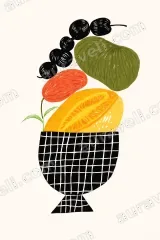 Colorful Fruit Illustration Canvas Wall Art for Living Room framed modern home decor