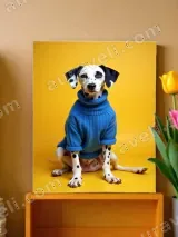 Dalmatian Dog in Blue Sweater Canvas Wall Art for Living Room Home Decor – view 2