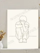 Minimalist Sad Figure Line Art Canvas Wall Art for Home Decor – view 3